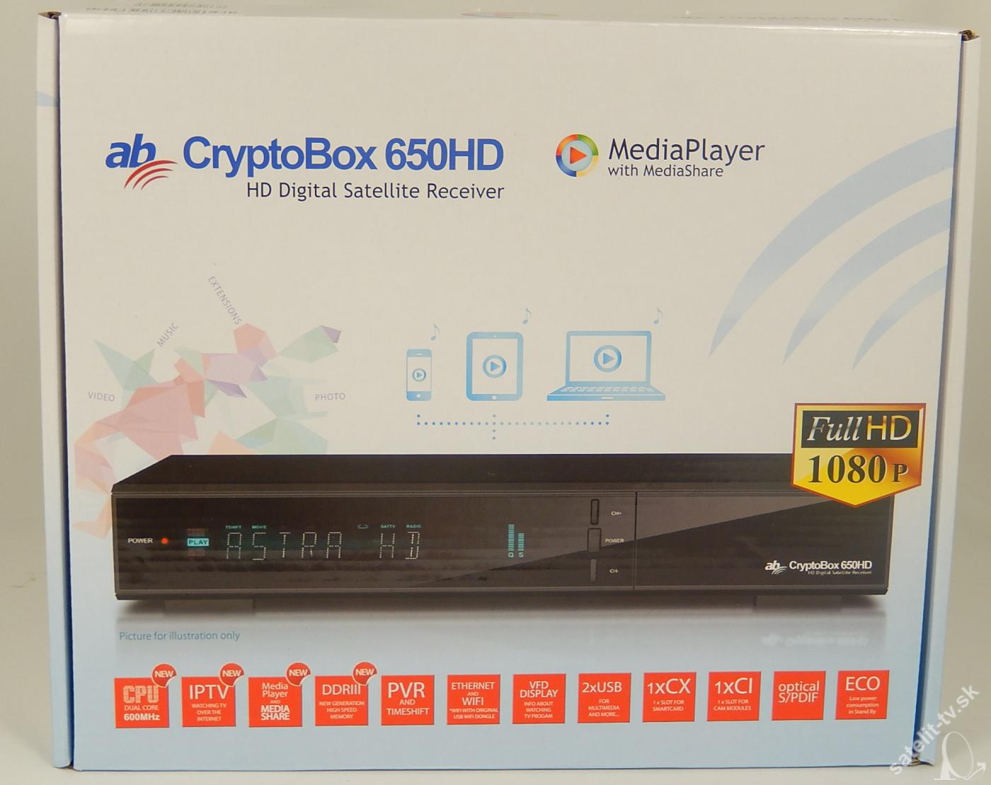AB CryptoBox 650HD + HDMI kabel Gratis